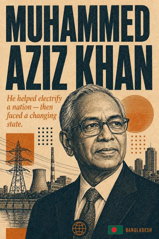 Poster cover for Muhammed Aziz Khan's story.